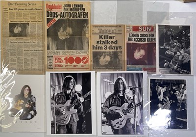 Lot 492 - THE BEATLES - JOHN LENNON - NEWSPAPERS / MIKE RANDOLPH PHOTO PRINTS.