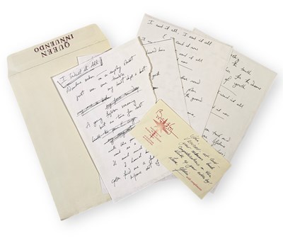 Lot 553 - QUEEN - FREDDIE MERCURY HANDWRITTEN LYRICS FOR 'I WANT IT ALL'.