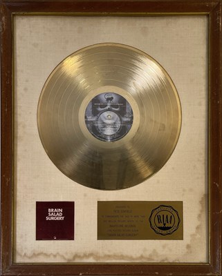 Lot 323 - THE PETE SINFIELD COLLECTION - EMERSON, LAKE AND PALMER - BRAIN SALAD SURGERY RIAA AWARD.