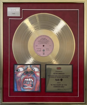 Lot 330 - THE PETE SINFIELD COLLECTION - ORIGINAL KING CRIMSON BPI AWARD FOR 'IN THE COURT OF..'