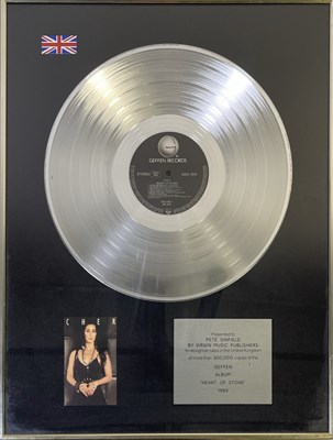 Lot 334 - THE PETE SINFIELD COLLECTION - CHER OFFICIAL SALES AWARD.