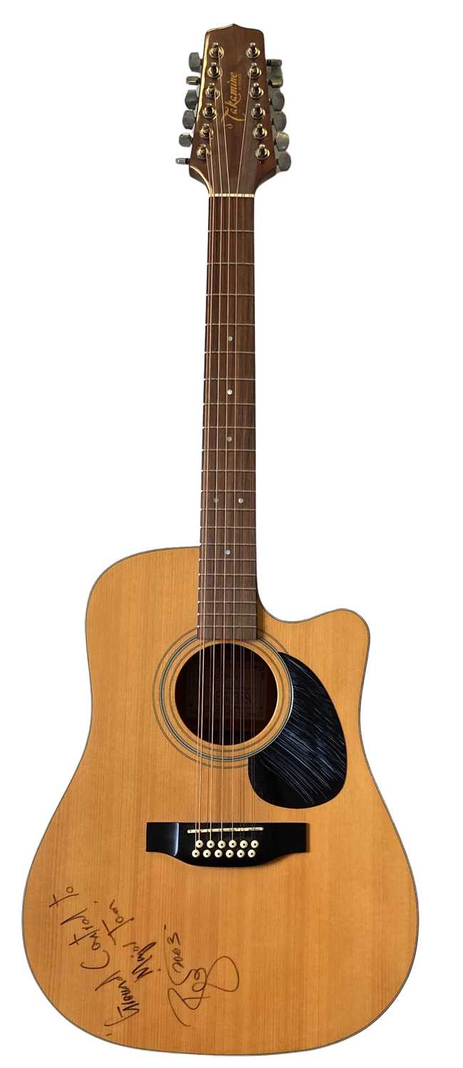 Lot 413 - DAVID BOWIE OWNED AND USED SIGNED TAKAMINE ACOUSTIC ELECTRIC GUITAR.
