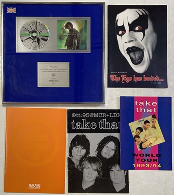 Lot 90 - TAKE THAT MEMORABILIA INC MARK OWEN AWARD / PROGRAMMES.
