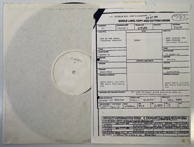 Lot 230 - QUEEN - MAN ON THE PROWL C/W KEEP PASSING THE OPEN WINDOWS 12" (ORIGINAL UNRELEASED UK ACETATE RECORDING - 12 QUEEN 5)