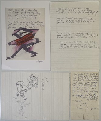 Lot 373 - THE PAUL HEMMINGS COLLECTION - THE LA'S / LIGHTNING SEEDS AND MORE - THE LA'S - HANDWRITTEN LYRICS AND SKETCHES.