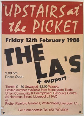 Lot 388 - THE PAUL HEMMINGS COLLECTION - THE LA'S / LIGHTNING SEEDS AND MORE - ORIGINAL 1988 LA'S CONCERT POSTER.