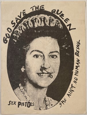Lot 534 - THE SEX PISTOLS - ORIGINAL GOD SAVE THE QUEEN GUMMED HANDBILL