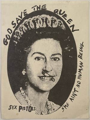 Lot 535 - THE SEX PISTOLS - ORIGINAL GOD SAVE THE QUEEN GUMMED HANDBILL/FLYER