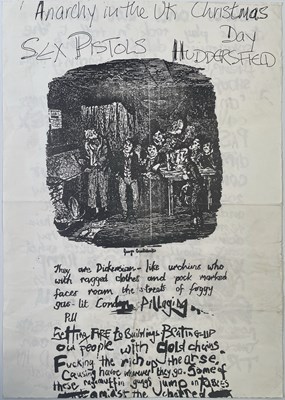 Lot 536 - THE SEX PISTOLS - ORIGINAL POSTER FOR THE HUDDERSFIELD FIREFIGHTER'S BENEFIT CHRISTMAS CONCERTS.