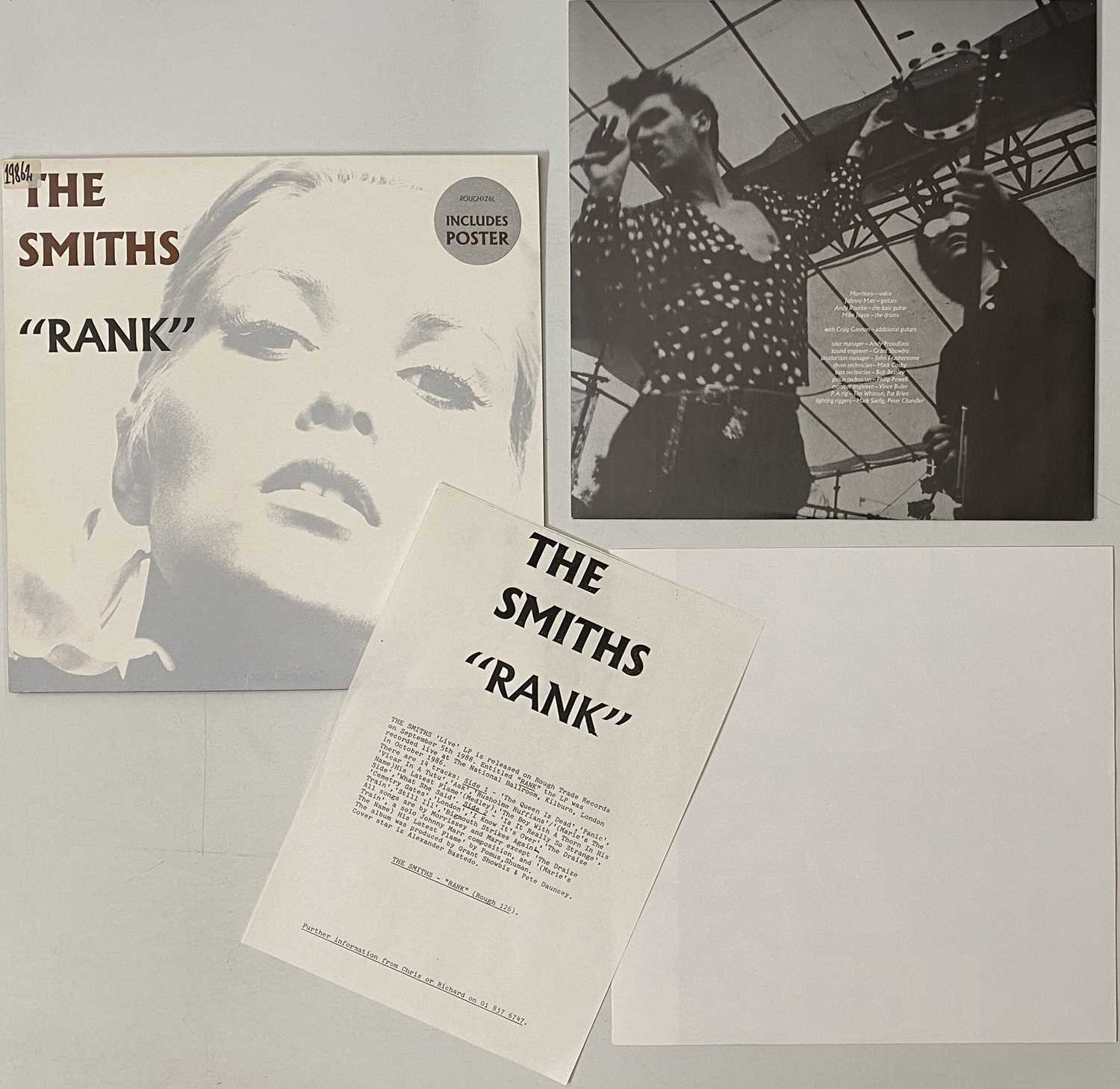 Lot 63 - THE SMITHS - RANK LP (UK ORIGINAL W/ POSTER & PRESS RELEASE - ROUGH 126)