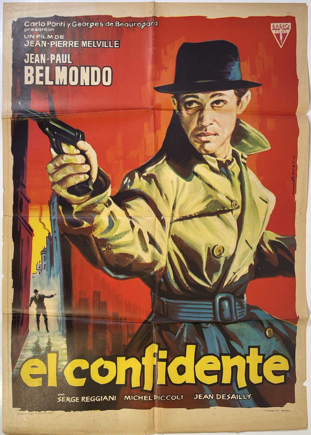 Lot 64 - JEAN PAUL BELMONDO IN LE DOULOS (1962) - ORIGINAL SPANISH ONE-SHEET POSTER.