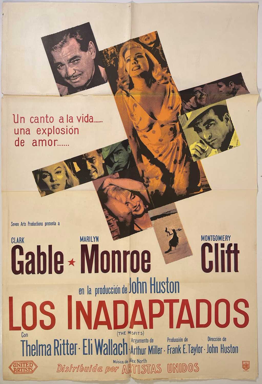 Lot 68 - MARILYN MONROE / MONTGOMERY CLIFT - THE MISFITS (1961) ARGENTINIAN ONE-SHEET POSTER.