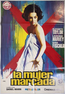 Lot 69 - ELIZABETH TAYLOR - BUTTERFIELD 8 (1960) - SPANISH RE-RELEASE ONE-SHEET POSTER.