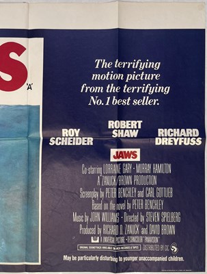 Lot 82 - JAWS (1975) - ORIGINAL UK QUAD POSTER.