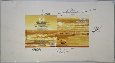 Lot 71 - THE HAPPY MONDAYS - SIGNED PROOF SLEEVE FOR 'PLAYGROUND SUPERSTAR'.