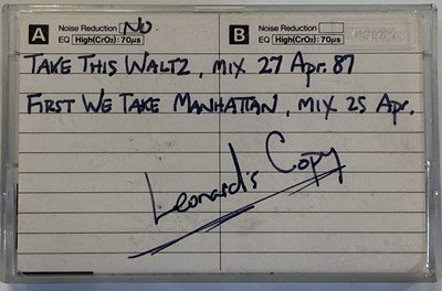 Lot 61 - LEONARD COHEN - TAKE THIS WALTZ/FIRST WE TAKE MANHATTAN DEMO CASSETTE