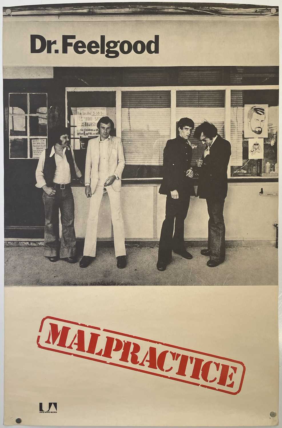 Lot 56 - DR FEELGOOD - ORIGINAL MALPRACTICE PROMO/GIG POSTER.
