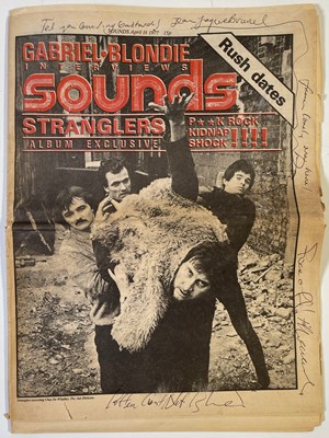 Lot 318 - THE STRANGLERS - SIGNED COPY OF SOUNDS MAGAZINE.