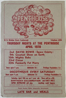 Lot 571 - DAVID BOWIE - ORIGINAL AND RARE 1970 SCARBOROUGH CONCERT LISTING MINI POSTER.