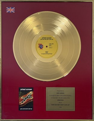 Lot 365 - CREATION RECORDS - PRIMAL SCREAM - GIVE OUT... PRESENTATION AWARD.