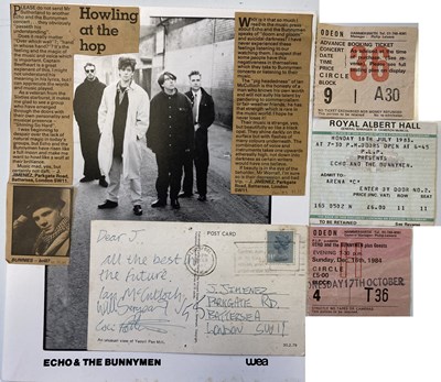 Lot 247 - ECHO AND THE BUNNYMEN SIGNED POSTCARD.