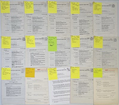 Lot 106 - BBC TRANSCRIPTION DISC CUE SHEETS - GLAM ROCK STARS.