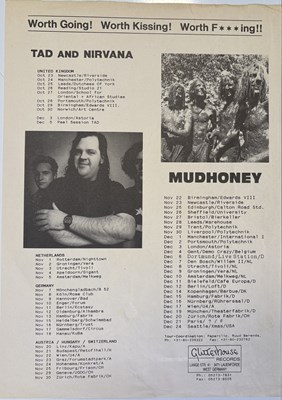 Lot 147 - NIRVANA / TAD - 1989 TOUR PROMO SHEET.