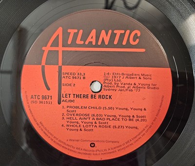 Lot 72 - AC/DC = LET THERE BE ROCK LP (SOUTH AFRICAN PRESSING W/ GREEN/PURPLE SLEEVE DESIGN - ATC 9671)