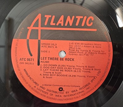 Lot 72 - AC/DC = LET THERE BE ROCK LP (SOUTH AFRICAN PRESSING W/ GREEN/PURPLE SLEEVE DESIGN - ATC 9671)