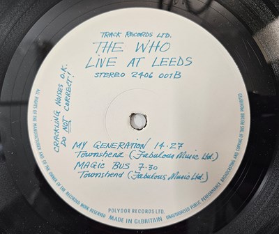 Lot 12 - THE WHO - LIVE AT LEEDS LP (COMPLETE 1ST UK BLACK TEXT PRESSING - TRACK 2406 001)