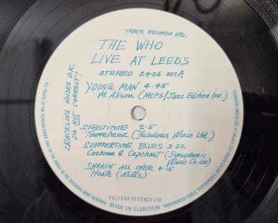 Lot 12 - THE WHO - LIVE AT LEEDS LP (COMPLETE 1ST UK BLACK TEXT PRESSING - TRACK 2406 001)