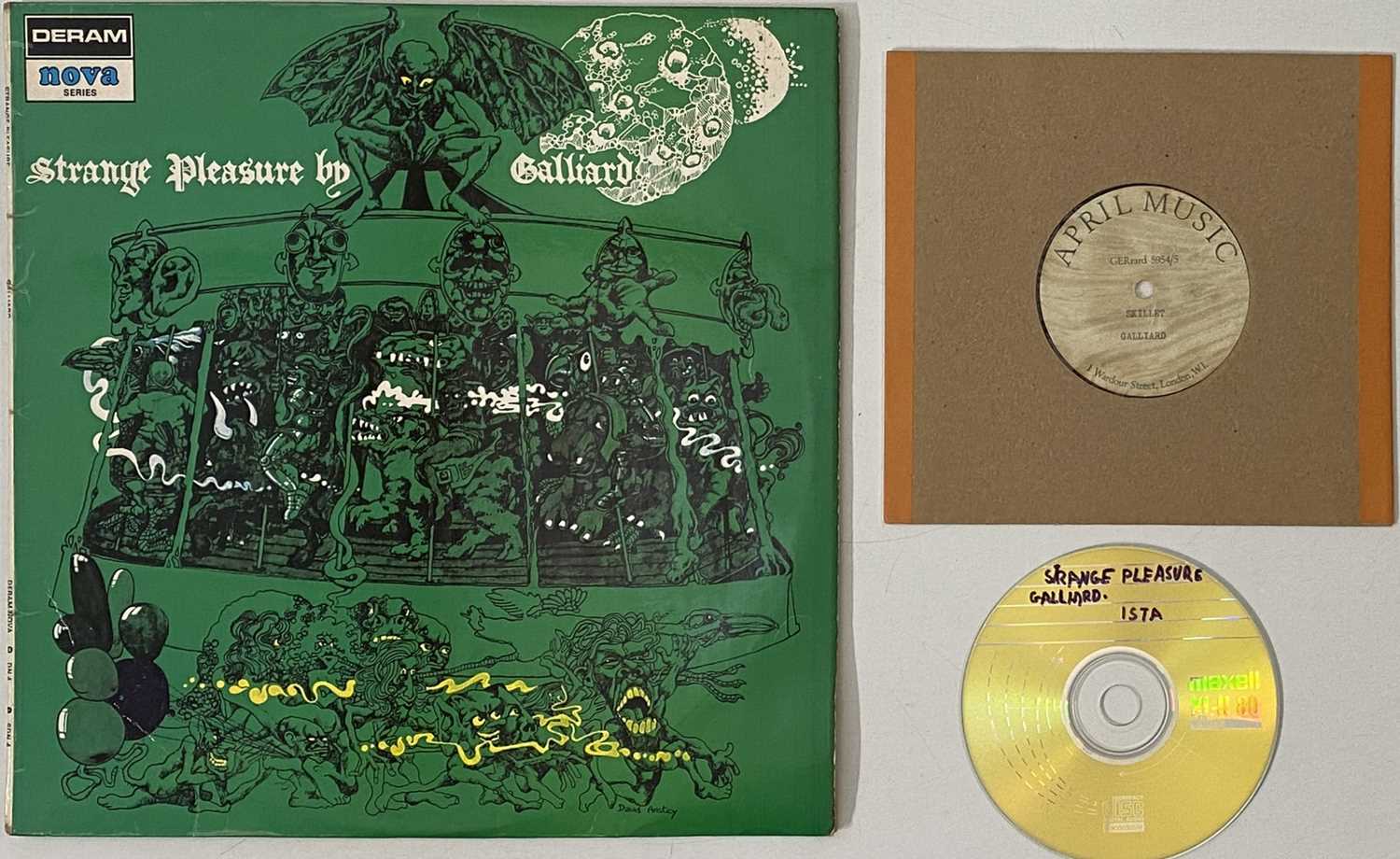 Lot 27 - GALLIARD - STRANGE PLEASURE LP (UK STEREO - SDN 4 - SIGNED BY DAVE CASWELL - INC/ 7" ACETATE)
