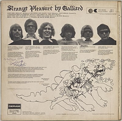 Lot 27 - GALLIARD - STRANGE PLEASURE LP (UK STEREO - SDN 4 - SIGNED BY DAVE CASWELL - INC/ 7" ACETATE)