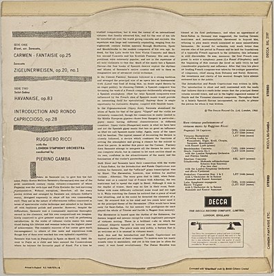 Lot 79 - RUGGIERO RICCI - CARMEN FANTAISIE LP (SXL.2197 - ED1)