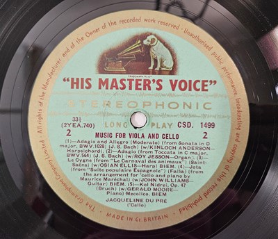 Lot 81 - HERBERT DOWNES, JACQUELINE DU PRE - MUSIC FOR VIOLA & CELLO LP (CSD. 1499 - UK ORIGINAL)