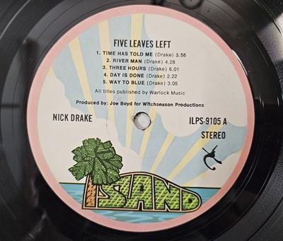 Lot 40 - NICK DRAKE - FIVE LEAVES LEFT LP (UK PINK-RIM REISSUE - ISLAND - ILPS 9105)