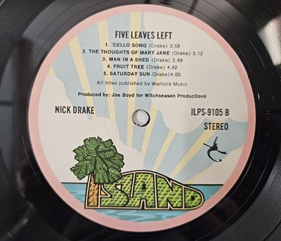Lot 40 - NICK DRAKE - FIVE LEAVES LEFT LP (UK PINK-RIM REISSUE - ISLAND - ILPS 9105)