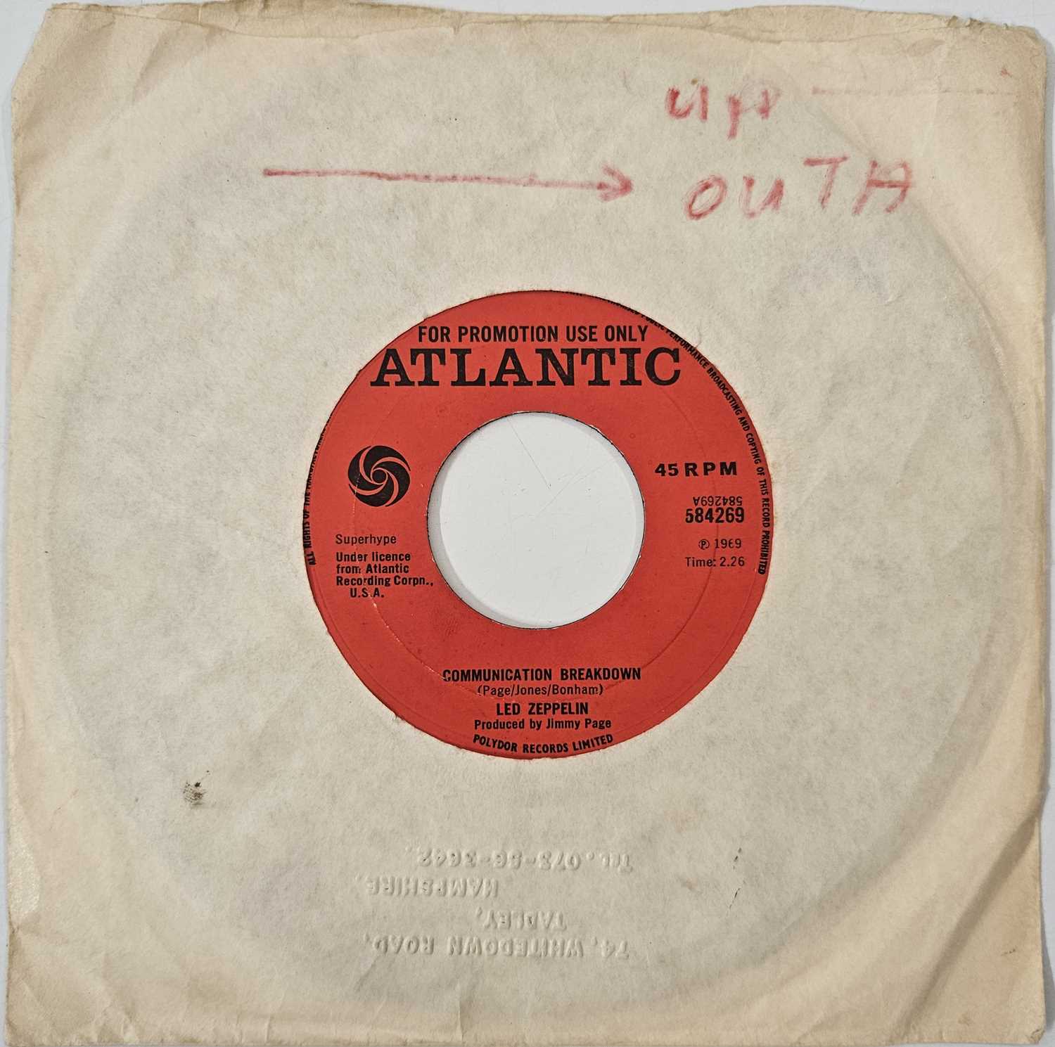 Lot 63 - LED ZEPPELIN - COMMUNICATION BREAKDOWN 7" (UK PROMO - ATLANTIC - 584269)