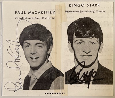 Lot 292 - THE BEATLES - PAUL MCCARTNEY AND RINGO STARR SIGNED PAGE.