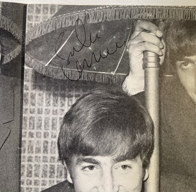 Lot 305 - THE BEATLES - MONTHLY BOOK WITH PAGE SIGNED BY JOHN LENNON.
