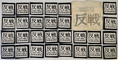 Lot 418 - CRASS - 'ANTI-WAR' PATCHES AND ORIGINAL SHOP MAILING BAG.