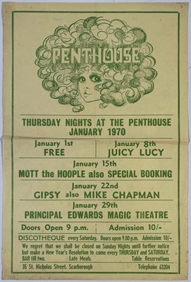 Lot 442 - FREE / JUICY LUCY / MOTT THE HOOPLE - ORIGINAL SCARBOROUGH PENTHOUSE POSTER.