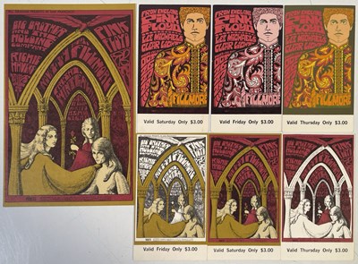 Lot 381 - PINK FLOYD - ORIGINAL BILL GRAHAM POSTCARDS AND TICKET STUBS.