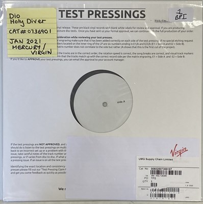 Lot 1 - DIO - HOLY DIVER LP (MERCURY/VIRGIN 2021 TEST PRESSING - 0736901)