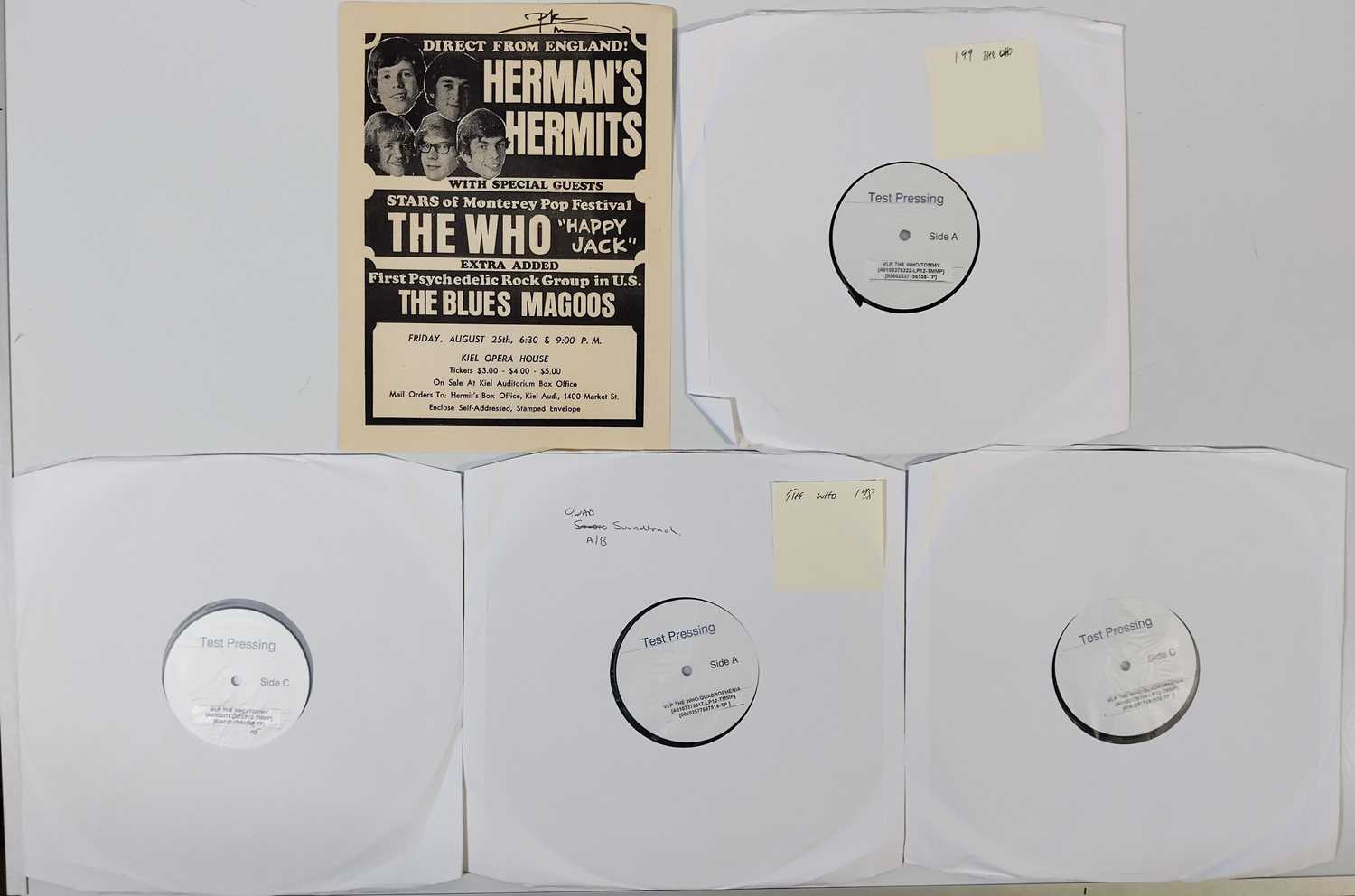 Lot 74 - THE WHO WHITE LABEL TEST PRESSING LP PACK