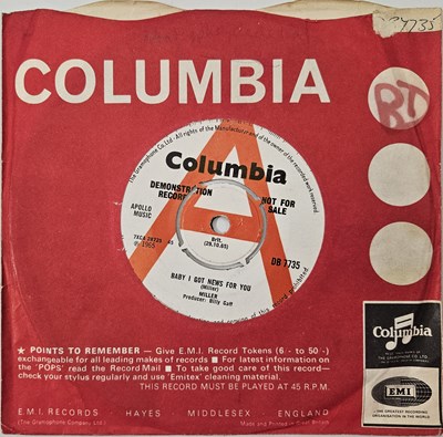 Lot 198 - MILLER - BABY I GOT NEWS FOR YOU 7" (UK DEMO - COLUMBIA - DB 7735)
