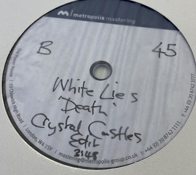 Lot 30 - WHITE LIES - TO LOSE MY LIFE & DEATH - LP/12" ACETATE RECORDINGS