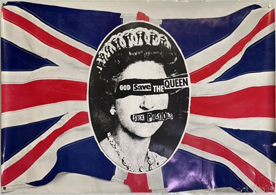 Lot 428 - THE SEX PISTOLS - AN ORIGINAL PROMOTIONAL POSTER FOR GOD SAVE THE QUEEN.