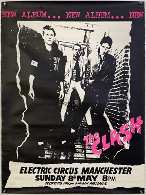 Lot 421 - THE CLASH - ELECTRIC BALLROOM MANCHESTER, LIKELY C 1980S ISSUE POSTER.