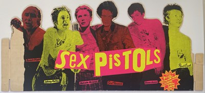 Lot 439 - THE SEX PISTOLS - ORIGINAL AND RARE 'GREAT ROCK N ROLL SWINDLE' CARD SHOP DISPLAY.
